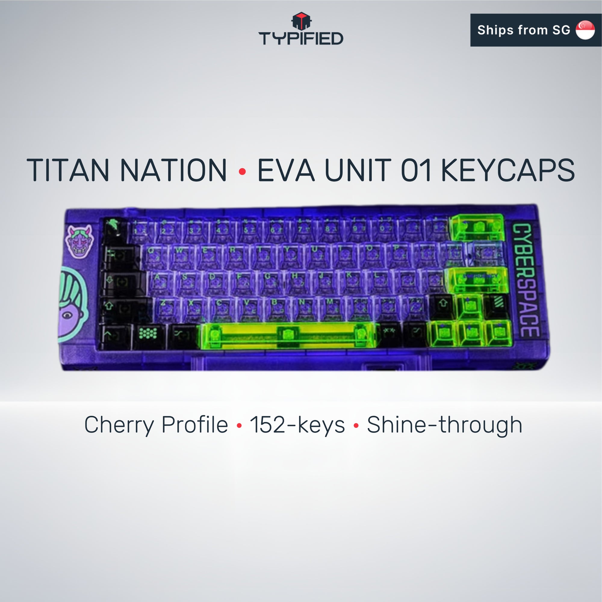 EVA Unit-01 Transparent Keycap Set (Cherry Profile | 152-Key)