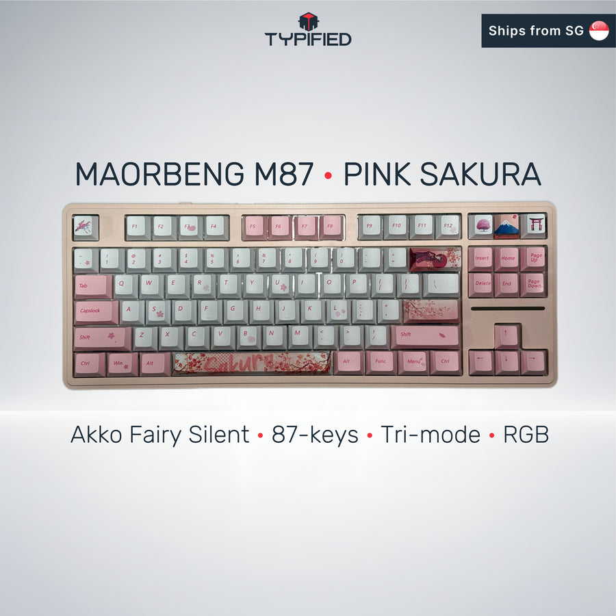 Keyboard Bundle: Maorbeng M87 Barebone + Akko Fairy Silent + Pink Sakura Keycap (Cherry Profile)