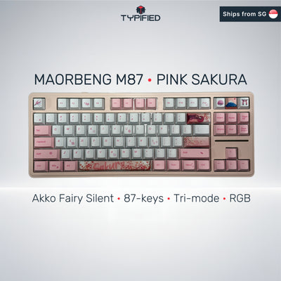 Keyboard Bundle: Maorbeng M87 Barebone + Akko Fairy Silent + Pink Sakura Keycap (Cherry Profile)